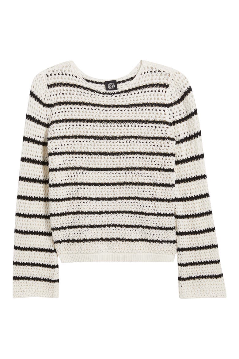 Stripe Open Stitch Sweater, Alternate, color, IVORY/ BLACK