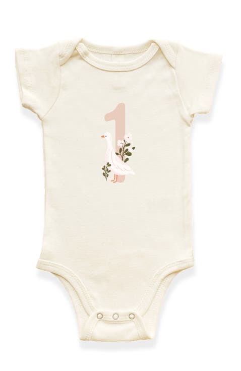 Goose Monthly Milestones Short Sleeve Organic Baby Bodysuit