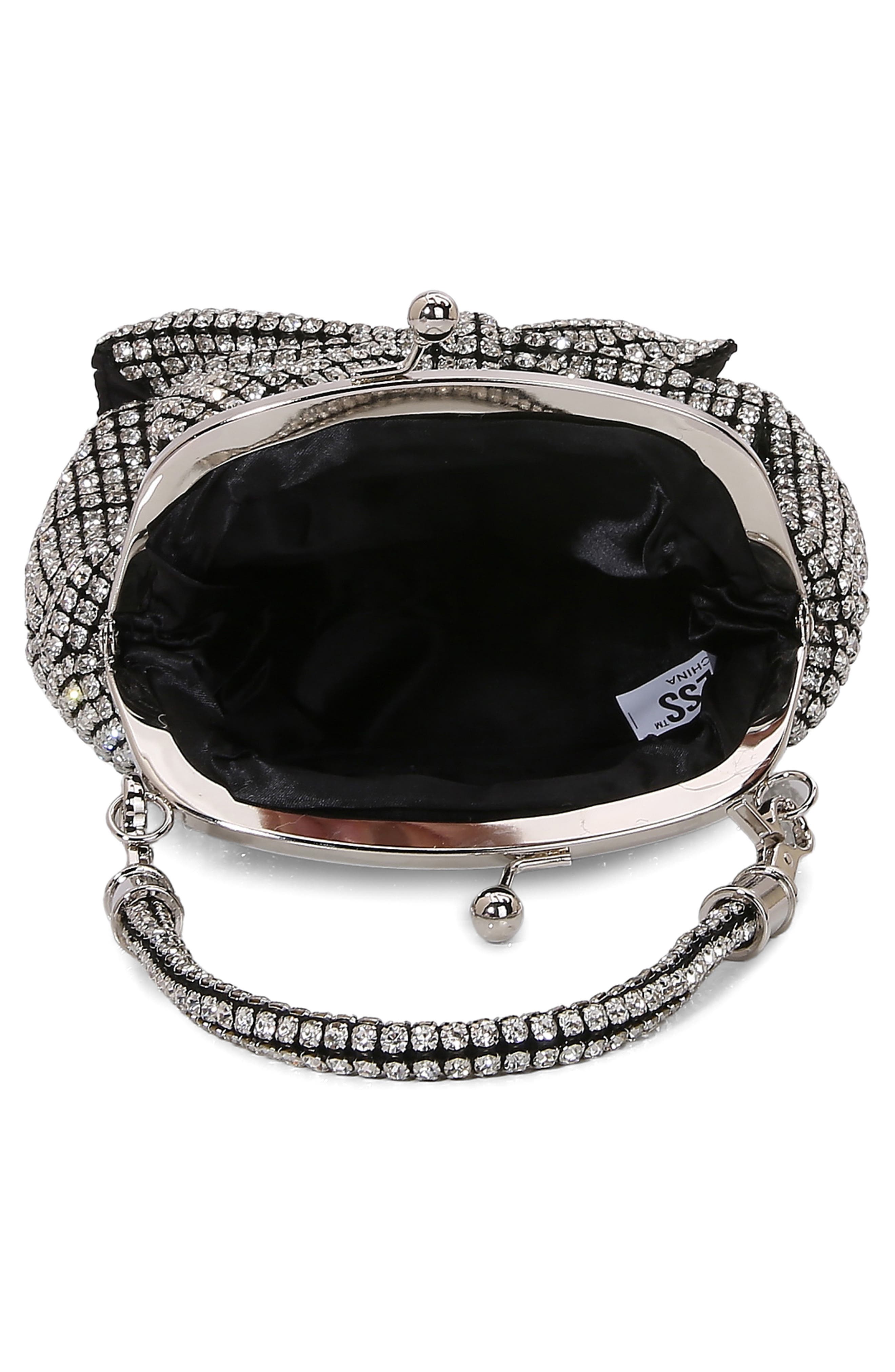BERNESS Rhinestone Embellished Bow Handbag, Alternate, color, Black