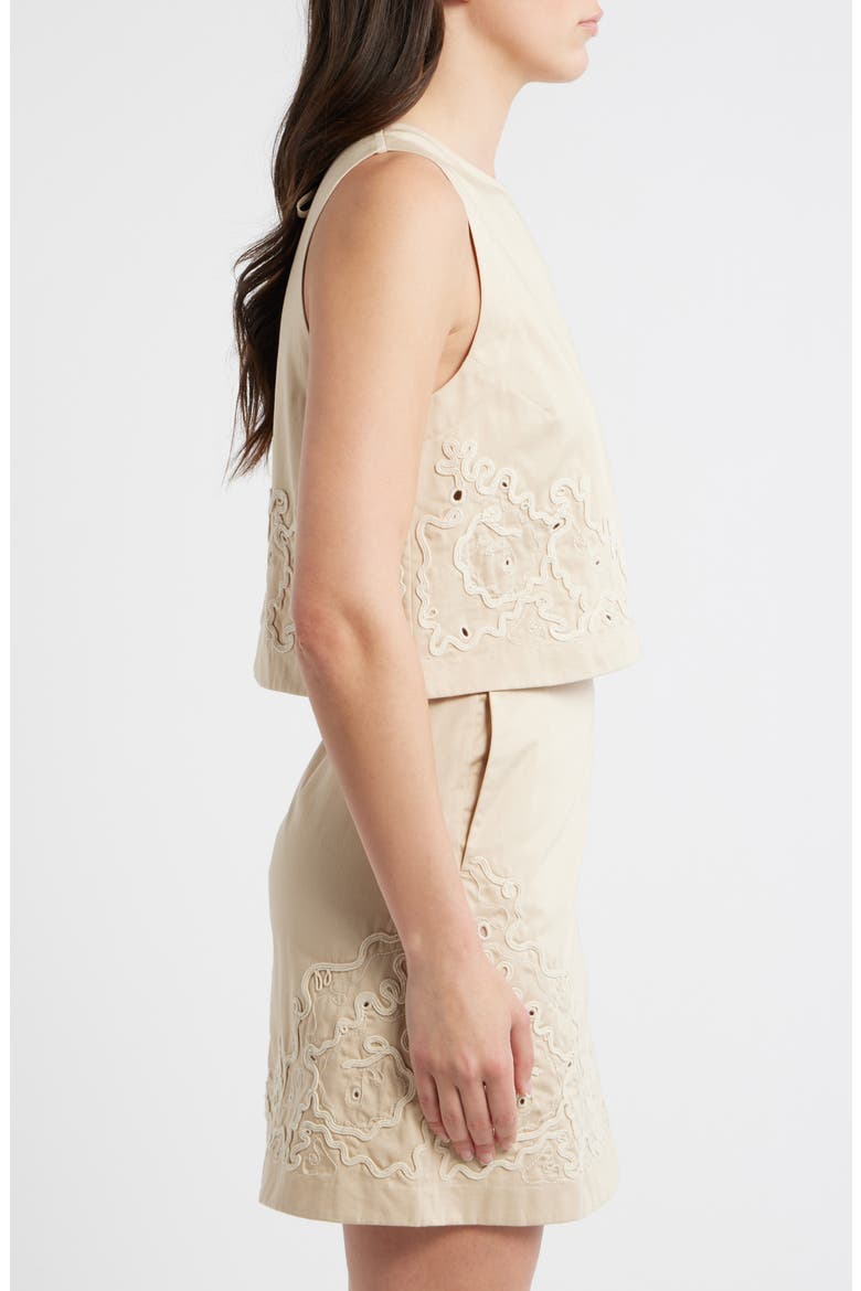 Sleeveless Embroidered Cotton Top, Alternate, color, SOFT SAND