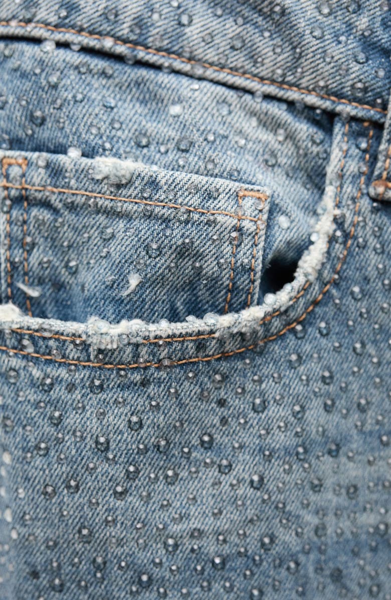 MANGO Isla Rhinestone Embellished Wide Leg Jeans, Alternate, color, 