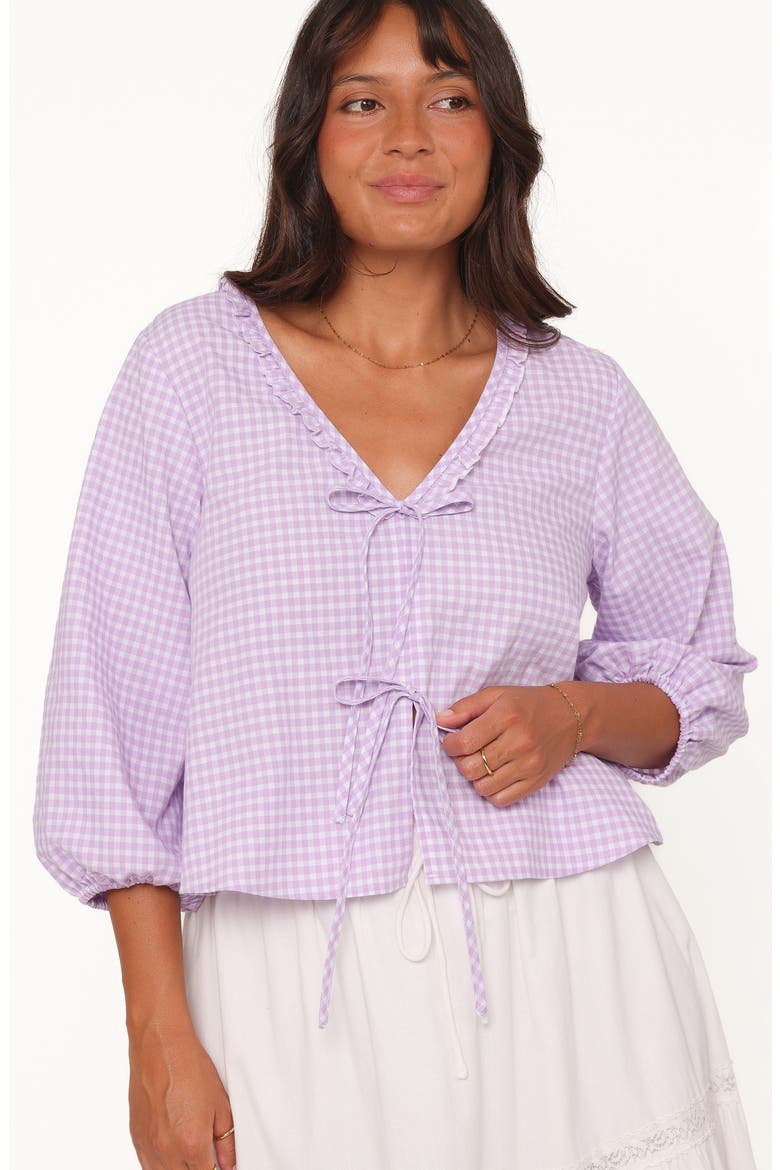 Fainche Gingham Cotton Blend Top, Alternate, color, LILAC GINGHAM