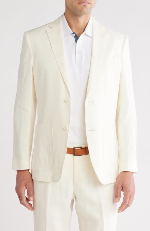 Solid Notch Lapel Linen Sport Coat (Short, Regular & Long)