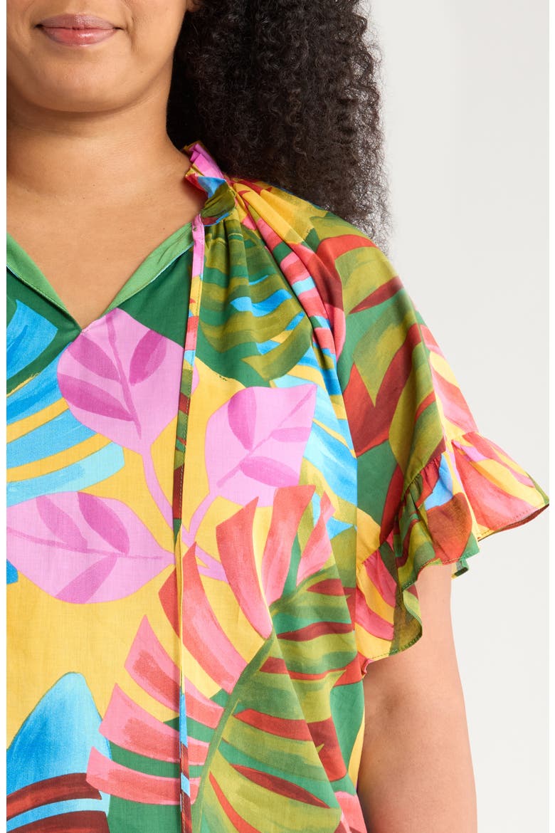 Novi Tropical Print Cotton Top, Alternate, color, KELLY GREEN