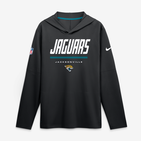 Men's Nike Black Jacksonville Jaguars Sideline Game On Lightweight Long Sleeve Hooded Dri-FIT Top