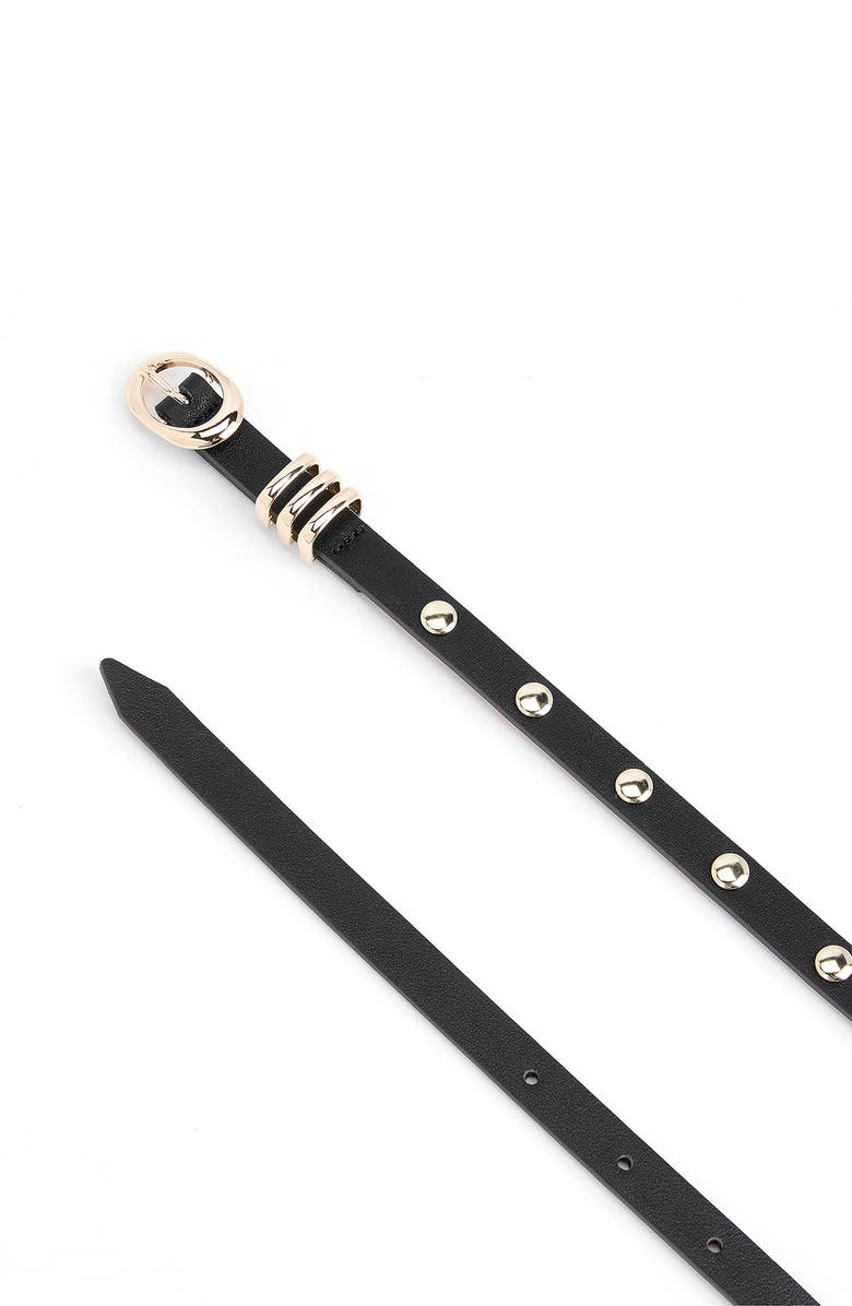 Ettika Skinny Studded Leather Belt, Alternate, color, Black