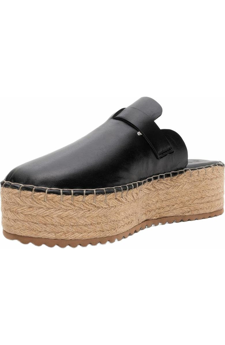 Forever & Always Shoes Novas Leather Platform Espadrille Mule, Alternate, color, Black Leather