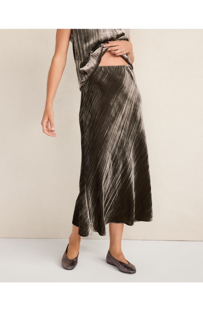 Haven Well Within Textured Velvet Maxi Skirt, Main, color, Burnt Toffee