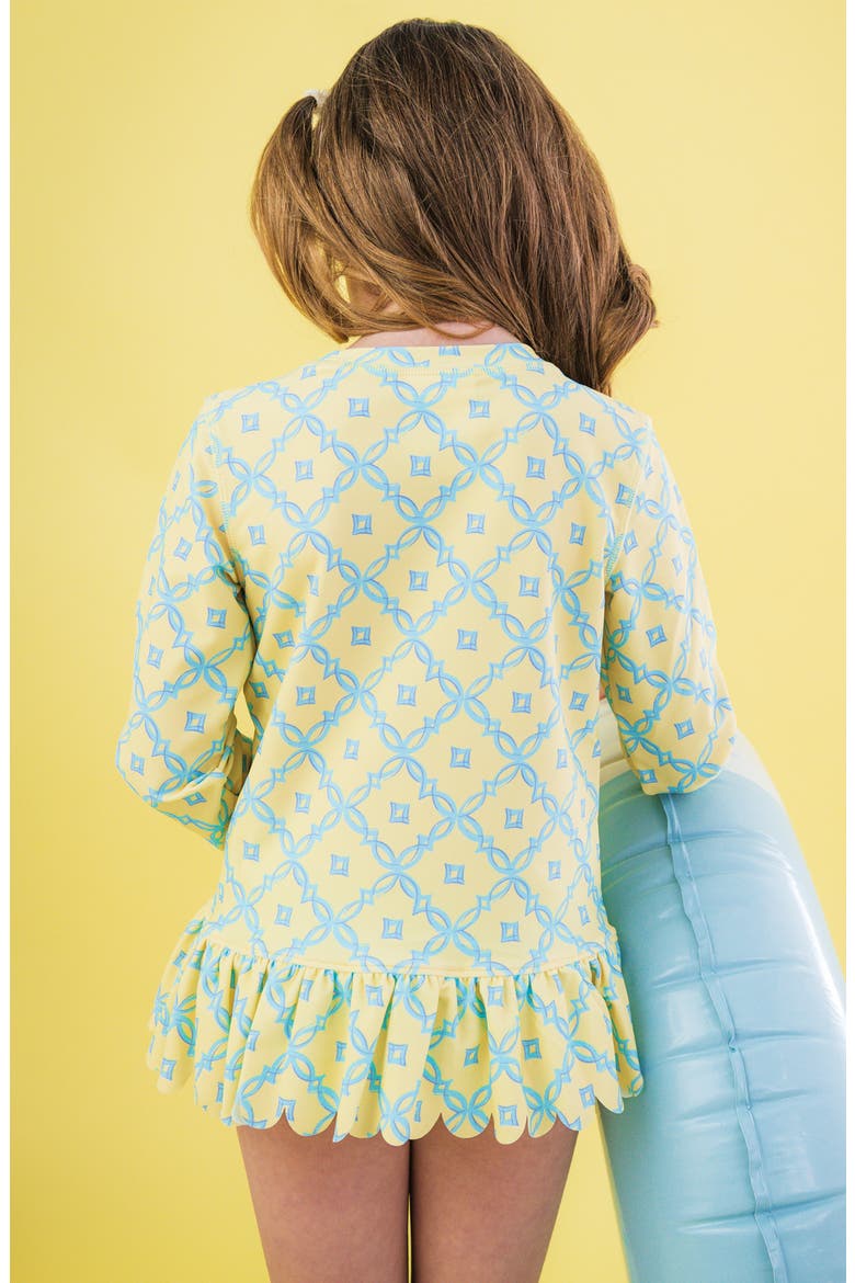 Kids' Banana Coastal Ruffle Long Sleeve Skirted UPF 50+ Rashguard, Alternate, color, YELLOW