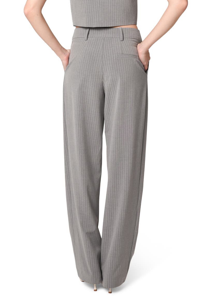 Icon Pinstripe Straight Leg Trousers, Alternate, color, GREY PINSTRIPE