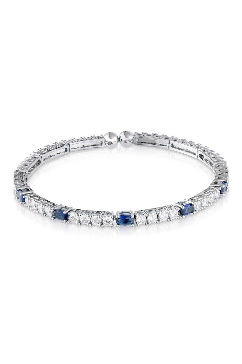 Round & Oval CZ Flex Bracelet, Main, color, BLUE/ SILVER