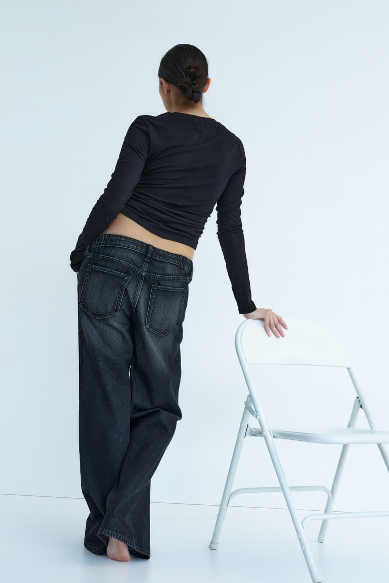 Mama Wide Low Jeans, Alternate, color, Denim black