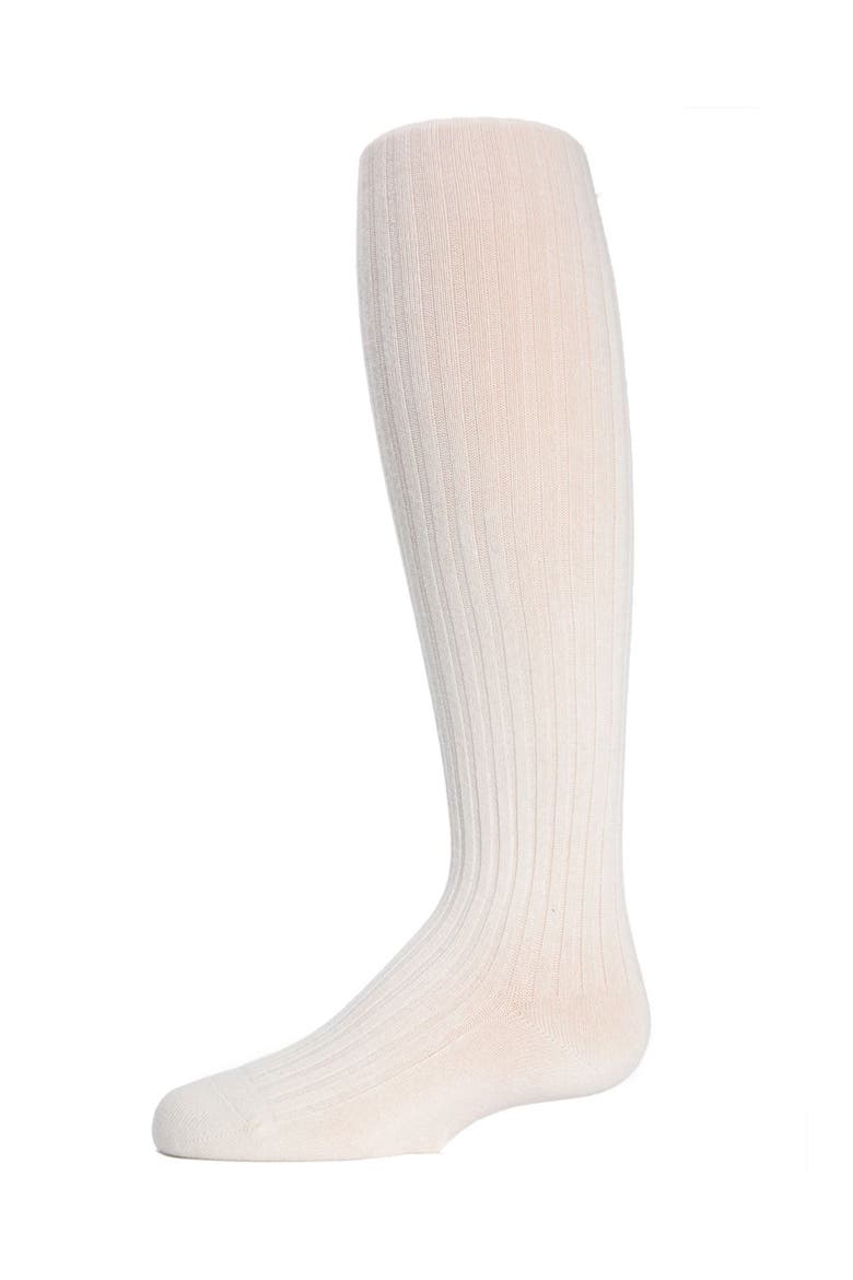 Kid's Ribbed Cotton Sweater Tights, Main, color, Ivory
