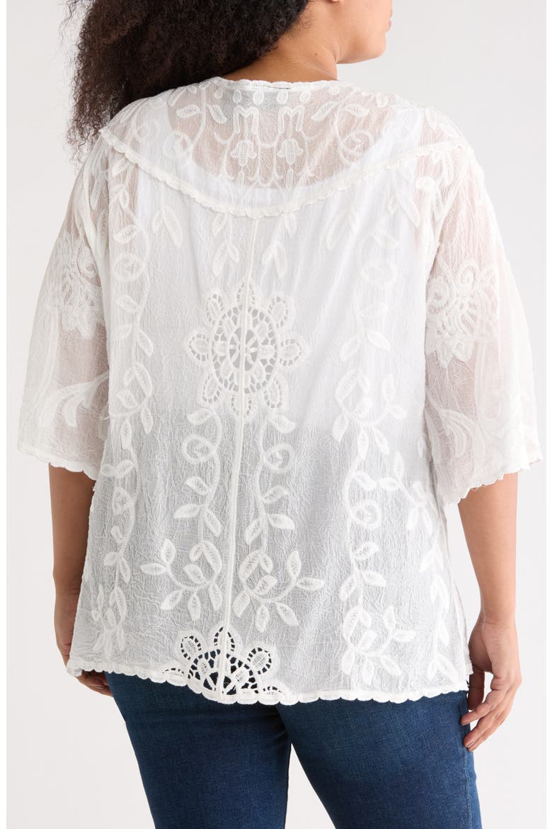 Floral Embroidered Tie Front Cardigan, Alternate, color, WHITE