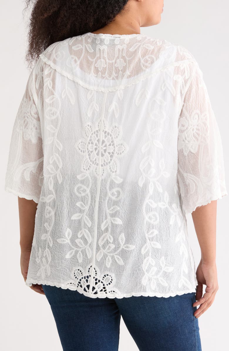 Forgotten Grace Floral Embroidered Tie Front Cardigan, Alternate, color, White