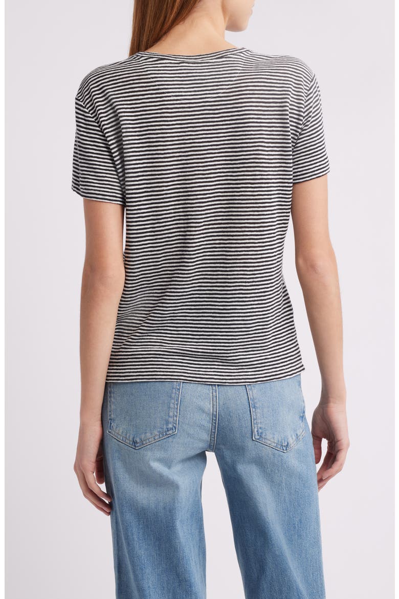 The Stripe Linen Baby T-Shirt, Alternate, color, BLACK MULTI