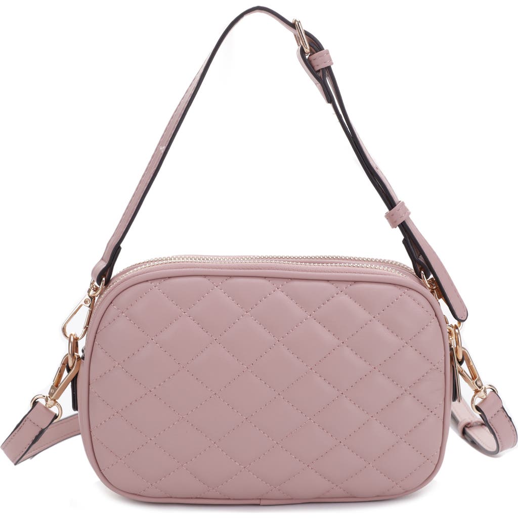 Shop Mali + Lili Eryn Quilted Vegan Leather Crossbody Bag In Mauve