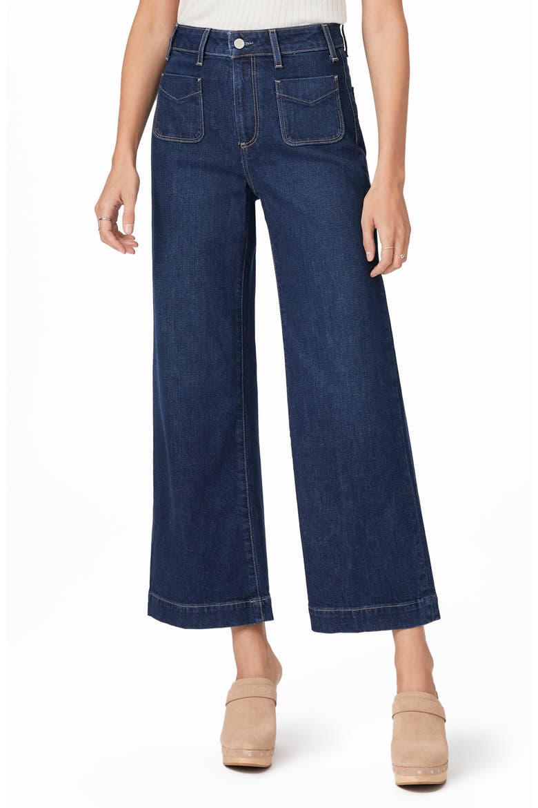Anessa Patch Pocket High Waist Ankle Wide Leg Jeans, Main, color, GRECIAN BLUE