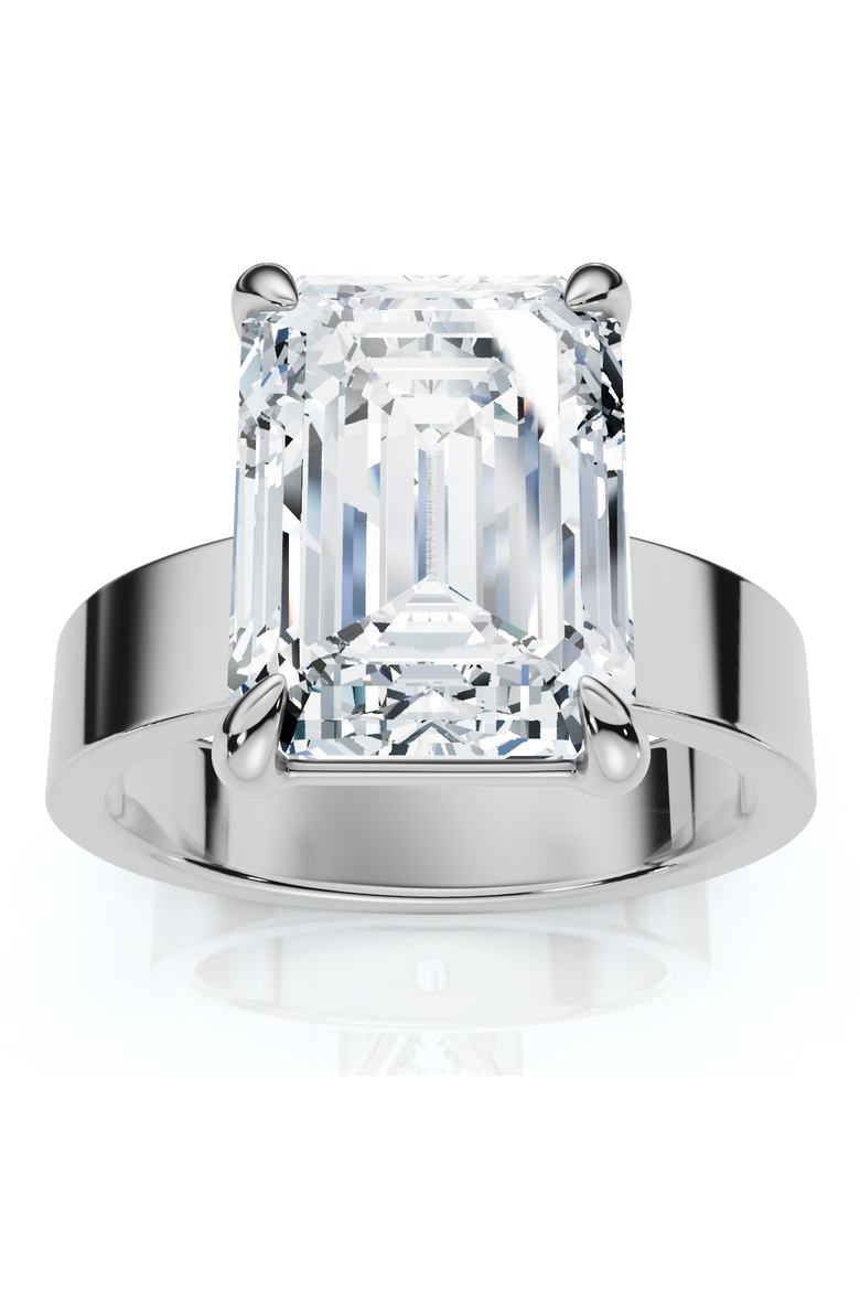 4Ct Emerald Diamond Cigar Band Engagement Ring 14k Gold or Platinum Lab Grown, Main, color, 14k White Gold