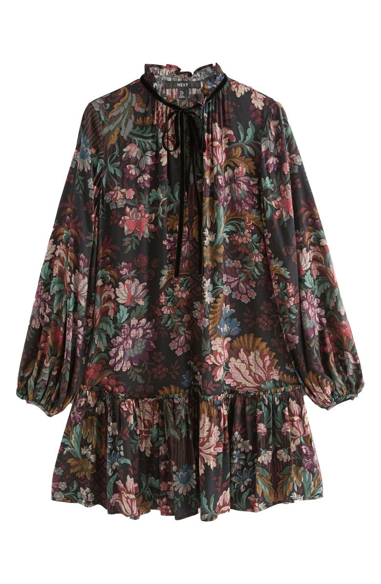 NEXT Floral Long Sleeve Ruffle Hem Dress, Main, color, 