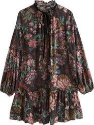 NEXT Floral Long Sleeve Ruffle Hem Dress