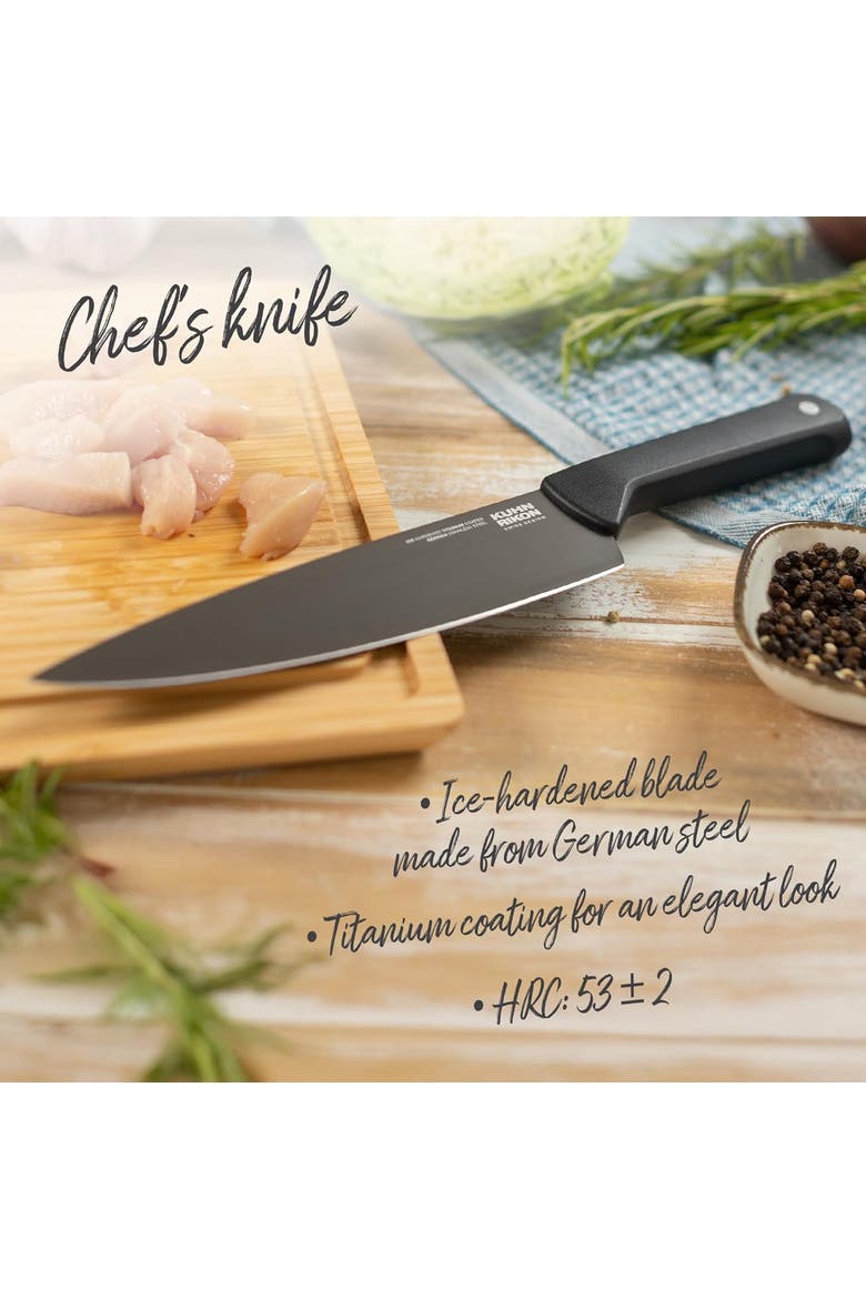 ICED 3 Piece Knife Set, Paring, Chef, Bread, Ice Hardened German Stainless Blade, Alternate, color, Black