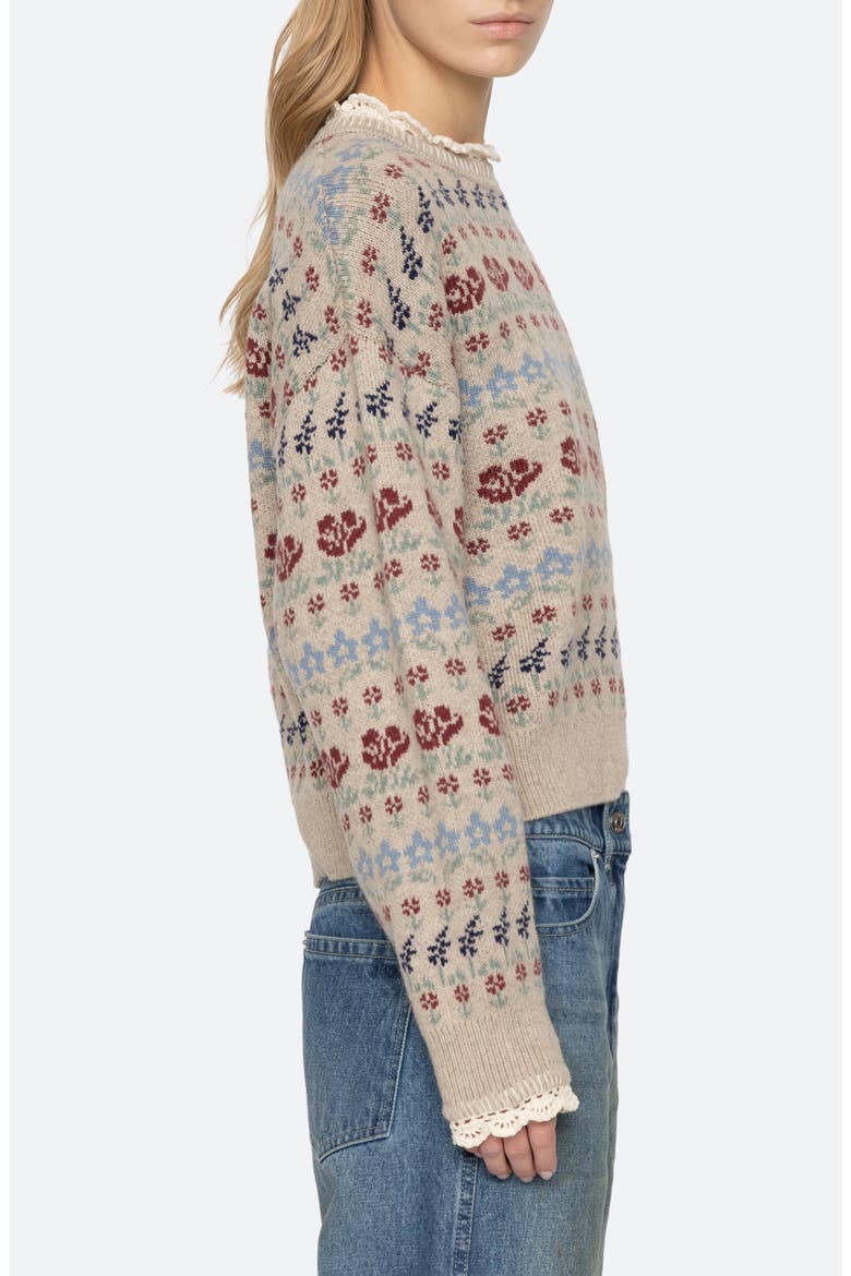 Preston Floral Intarsia Knit Sweater, Alternate, color, CREAM