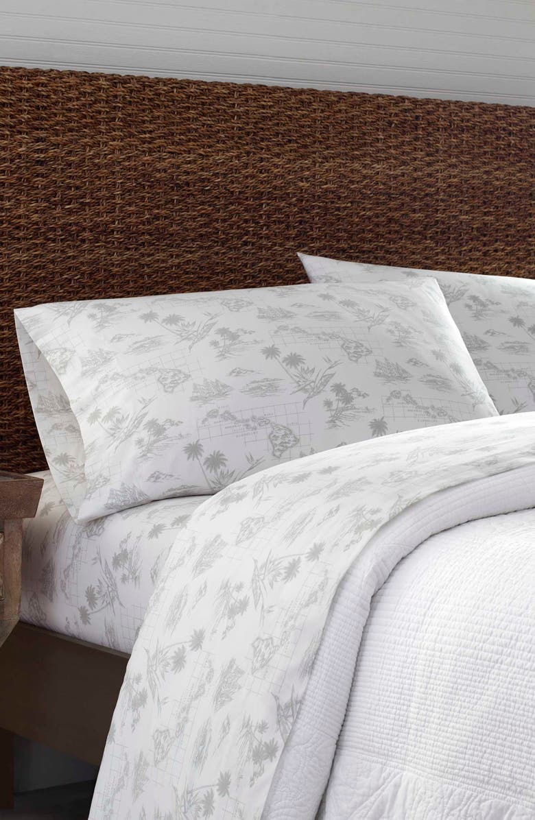 Tommy Bahama Vintage Map 200 Thread Count Sheet Set, Alternate, color, Grey
