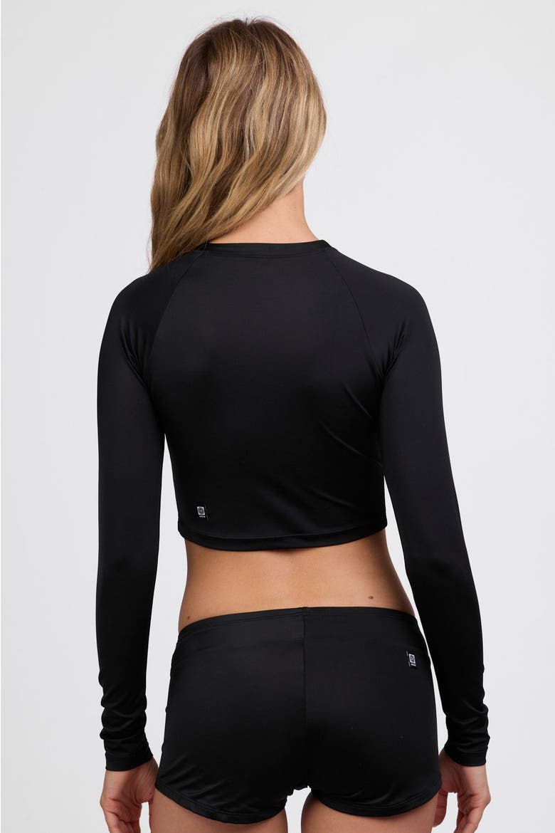 Moana Long Sleeve Cropped Rashguard, Alternate, color, Black