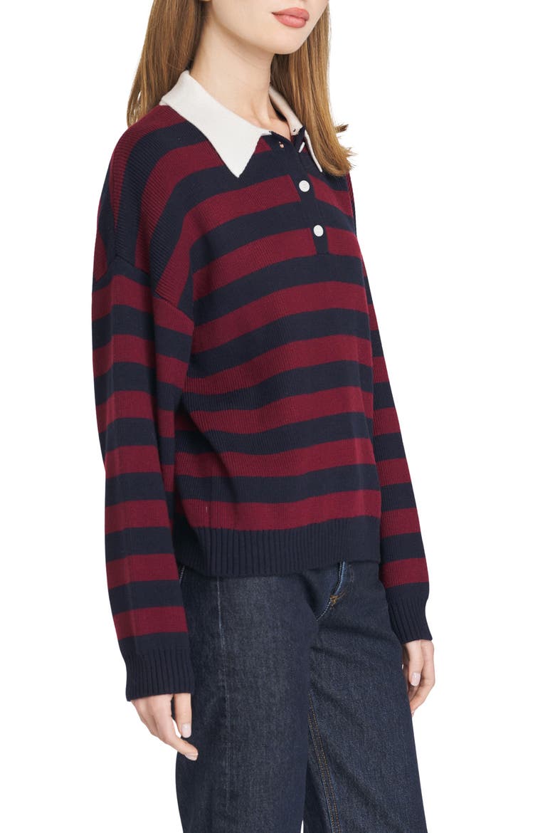 Logan Stripe Polo Sweater, Alternate, color, NAVY STRIPE