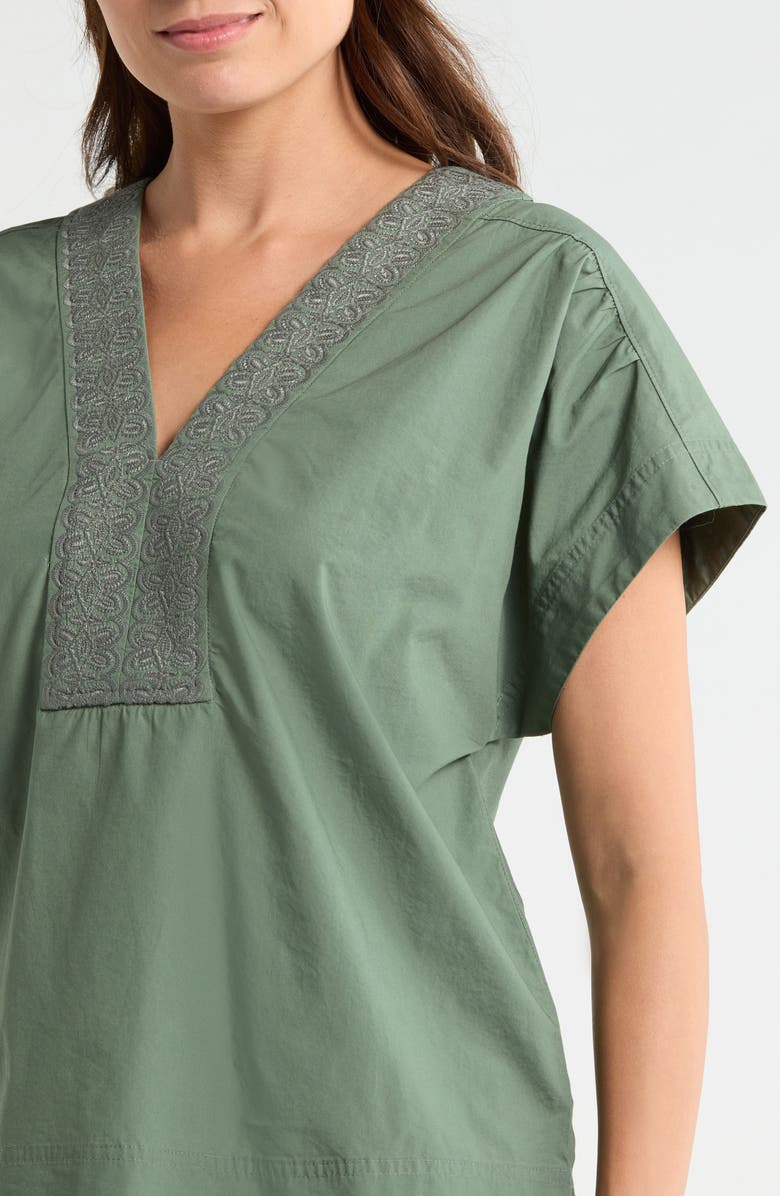 Tommy Bahama Oceana Isle Embroidered Cotton Popover Top, Alternate, color, Dark Jade