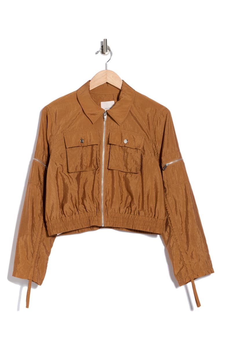 Genevive Ruched Sleeve Jacket, Alternate, color, BAKED COOKIE