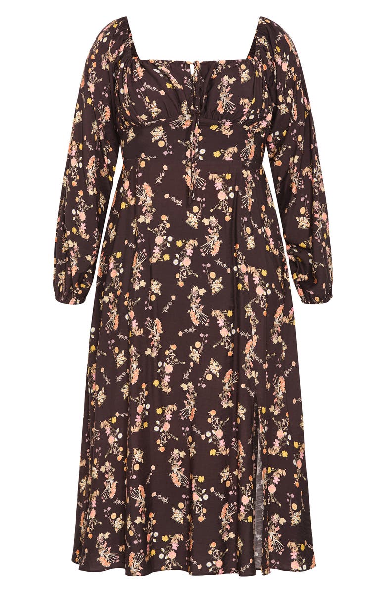 City Chic Abbigail Floral Print Long Sleeve Maxi Dress, Alternate, color, Cocoa Bloom