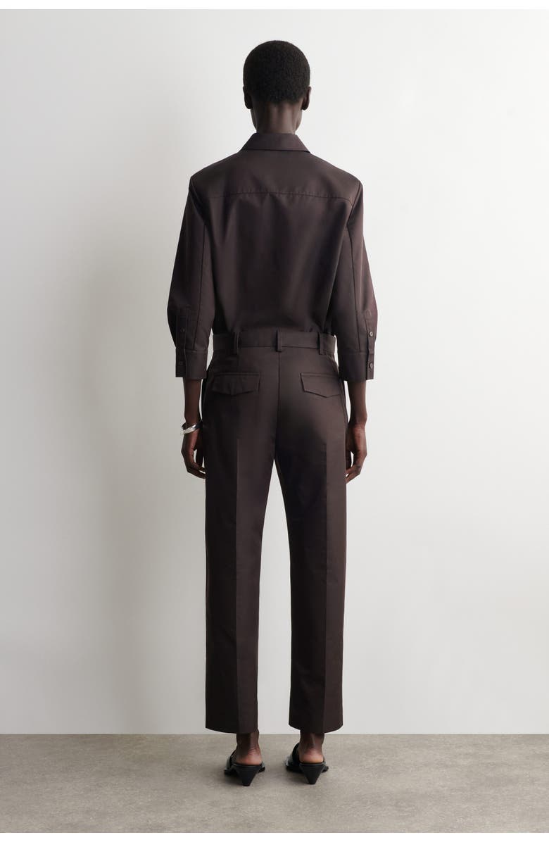 COS Embroidered Cotton Pants, Alternate, color, Dark Brown