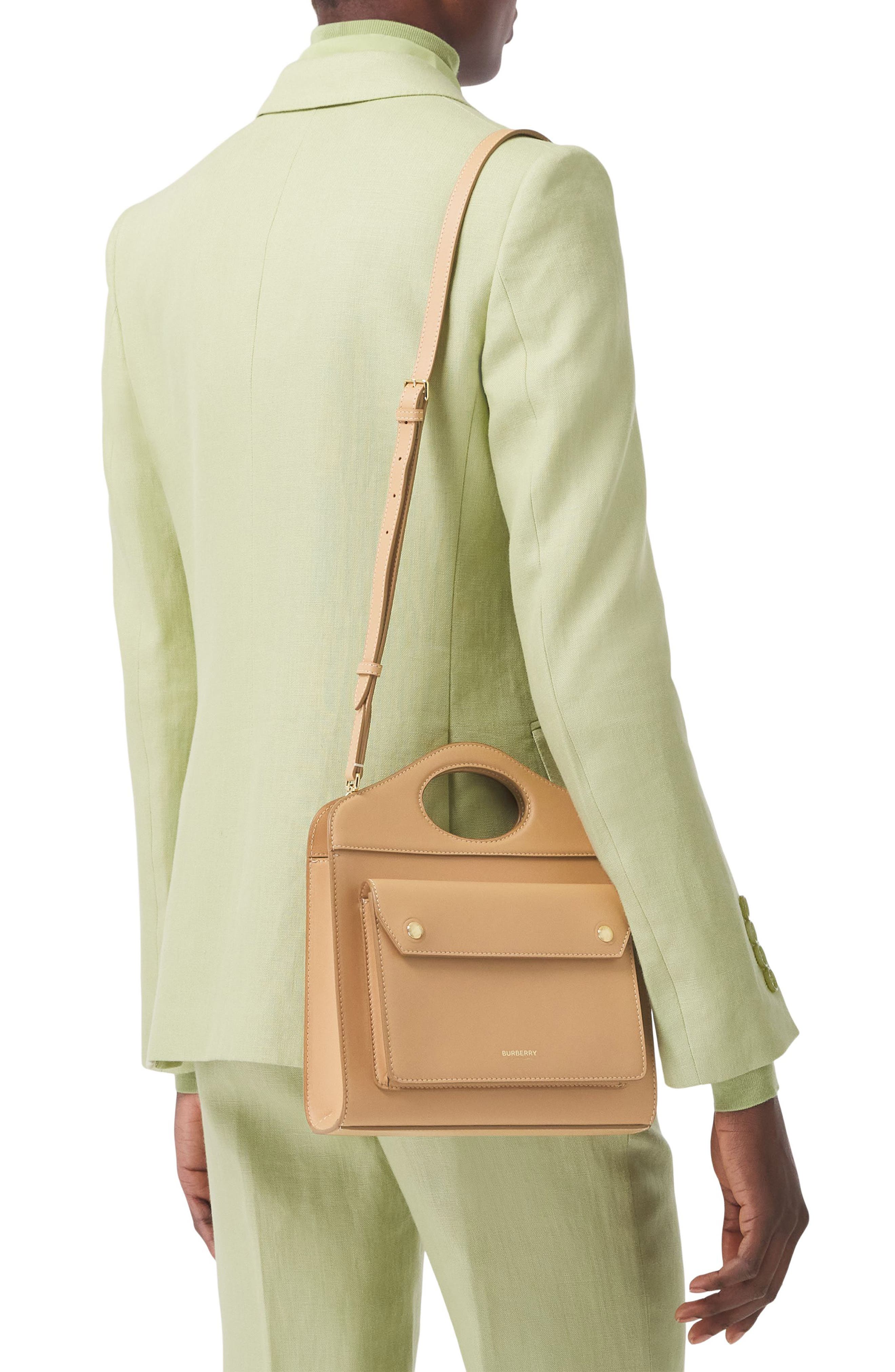 Burberry Mini Leather Pocket Bag, Alternate, color, 