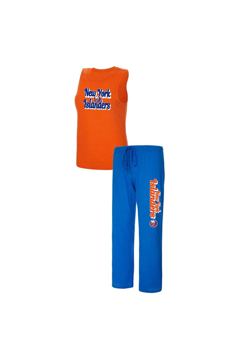 Women's Concepts Sport Heather Orange/Heather Royal New York Islanders Meter Muscle Tank Top & Pants Sleep Set, Main, color, Royal