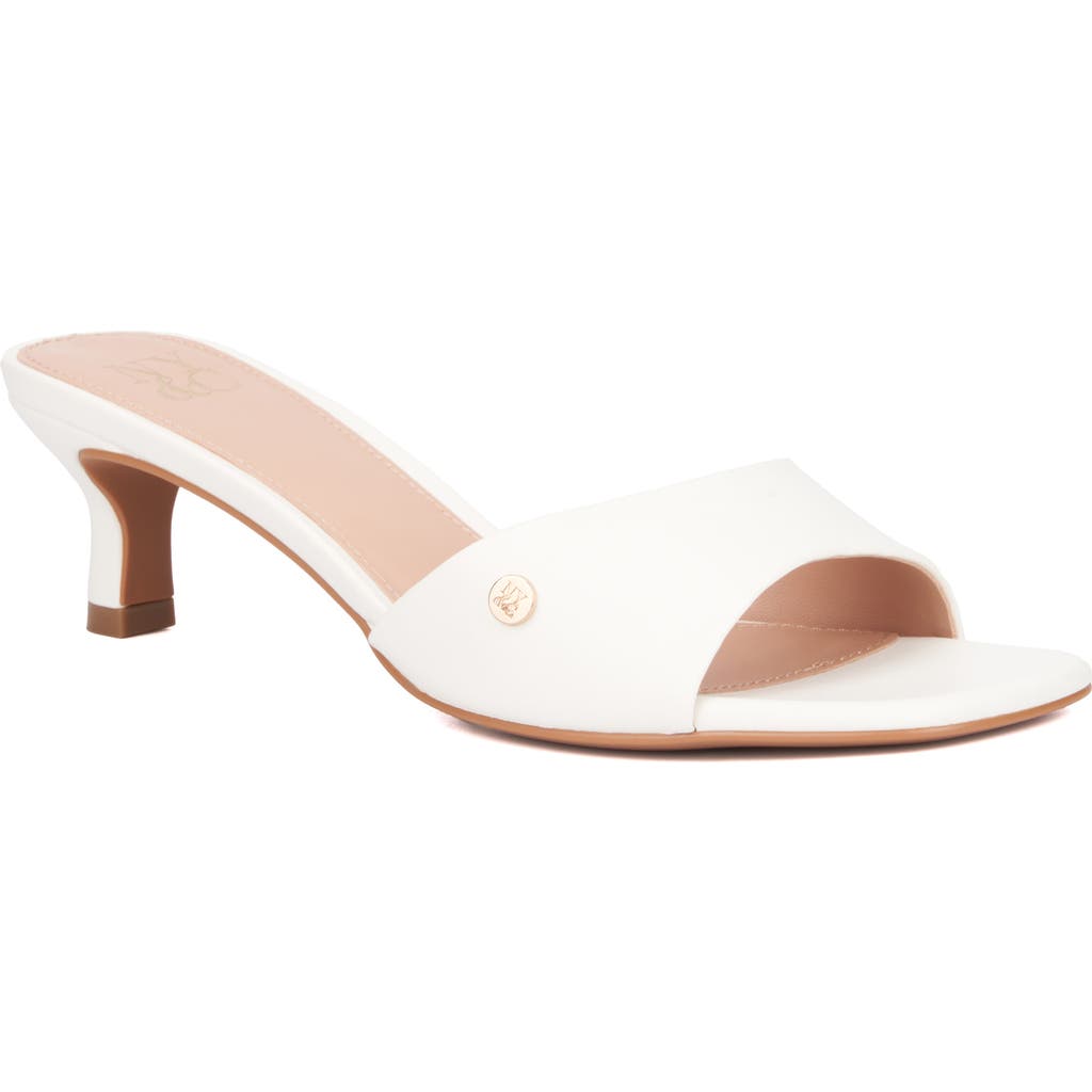 Shop New York And Company Gaia Kitten Heel Sandal In White