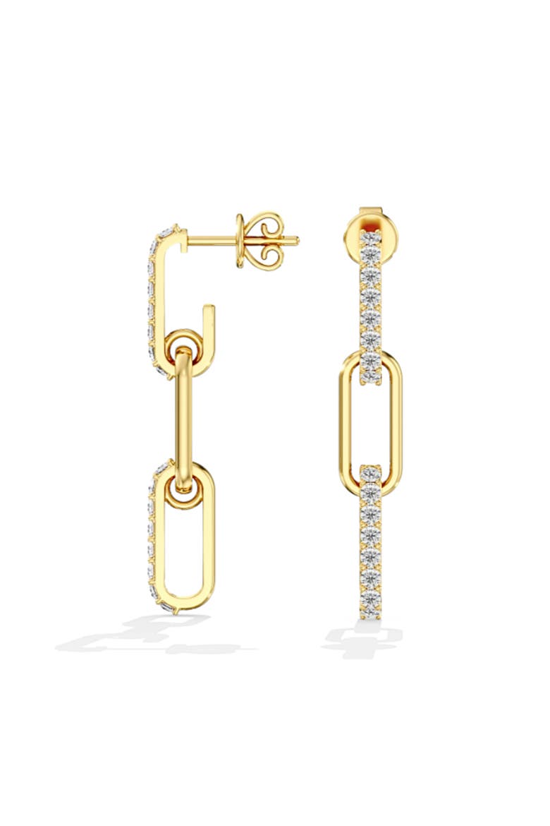 Paperclip Lab Diamond Drop Earrings in 14K Gold, Main, color, Yellow Gold