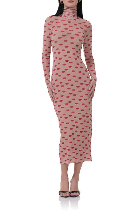 Shailene Turtleneck Long Sleeve Mesh Dress