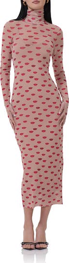 Shailene Turtleneck Long Sleeve Mesh Dress