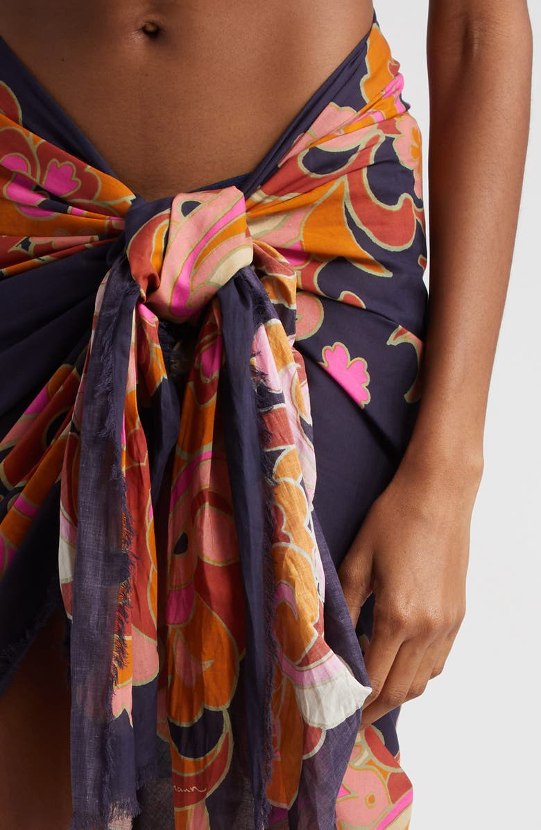 Zimmermann Floral Raw Hem Cotton Sarong, Alternate, color, 
