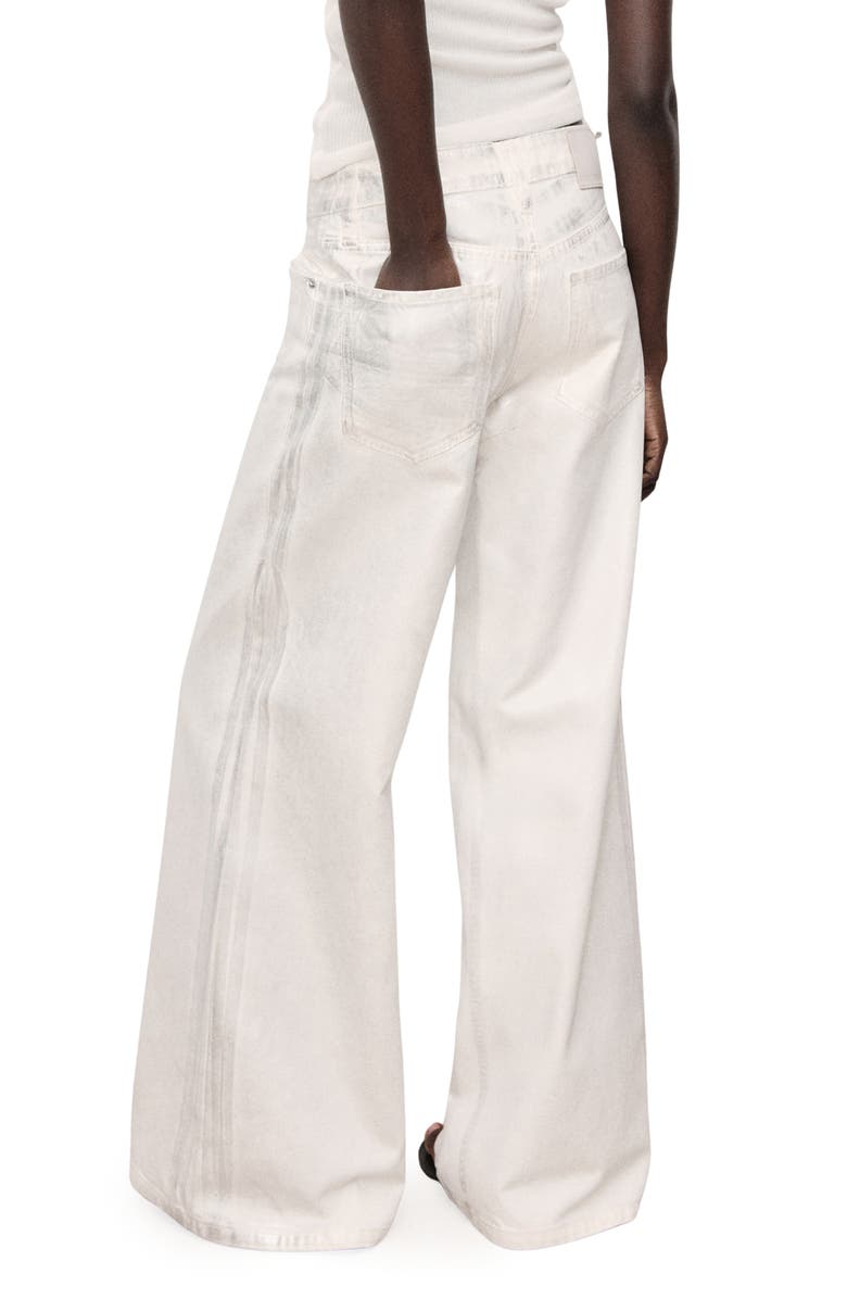 MANGO Metallic Finish Wide Leg Jeans, Alternate, color, 