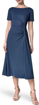 Donna Karan New York Side Ruched Jersey Midi Dress