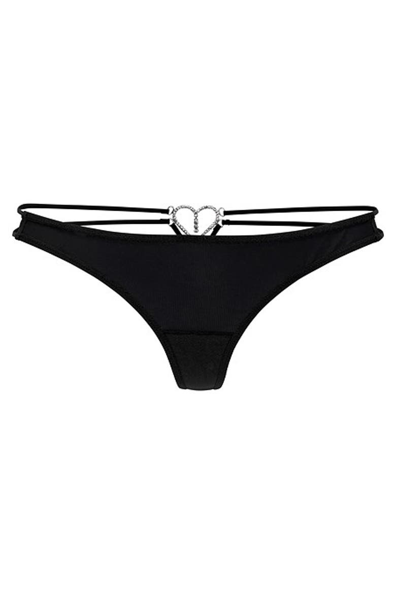 Women's Strappy Heart Thong, Alternate, color, Black