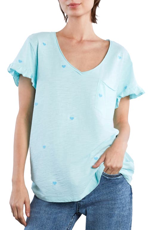 Billy T Sweetheart Embroidered Cotton T-Shirt in Fair Aqua 