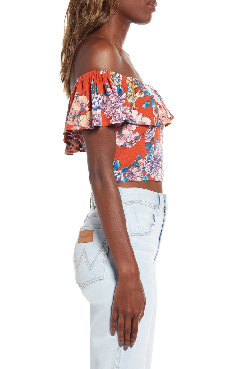 Band of Gypsies Camellia Off the Shoulder Crop Top, Alternate, color, 