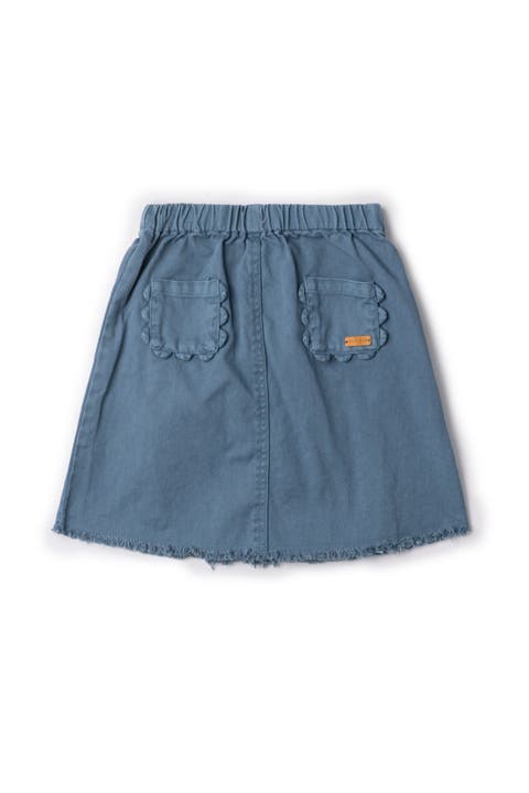 Woven Denim Scallop Skirt (Toddler, Little Kid & Big Kid)