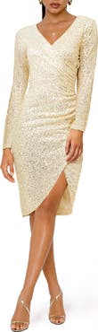 BY DESIGN Frances Sequin V-Neck Dress