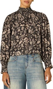 Wit & Wisdom Long Smock Flounce Sleeve Funnel Neck Top