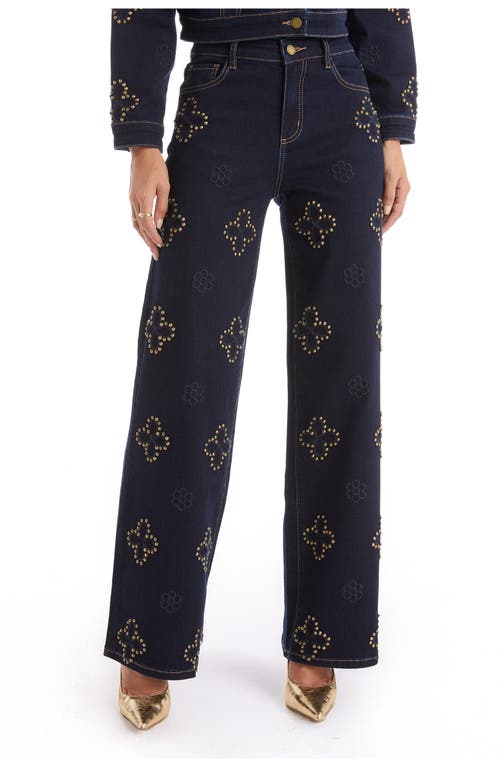 The Noli Shop Kaia Studded High Rise Jean In Blue